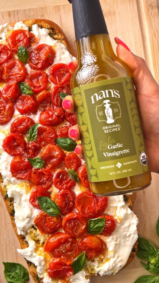 Roasted Tomato Garlic Bread with Burrata